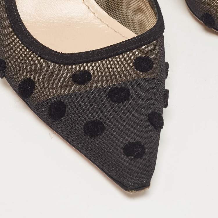 Pre Owned Dior Black Polka Dot Mesh J'adior Pumps Size 39
