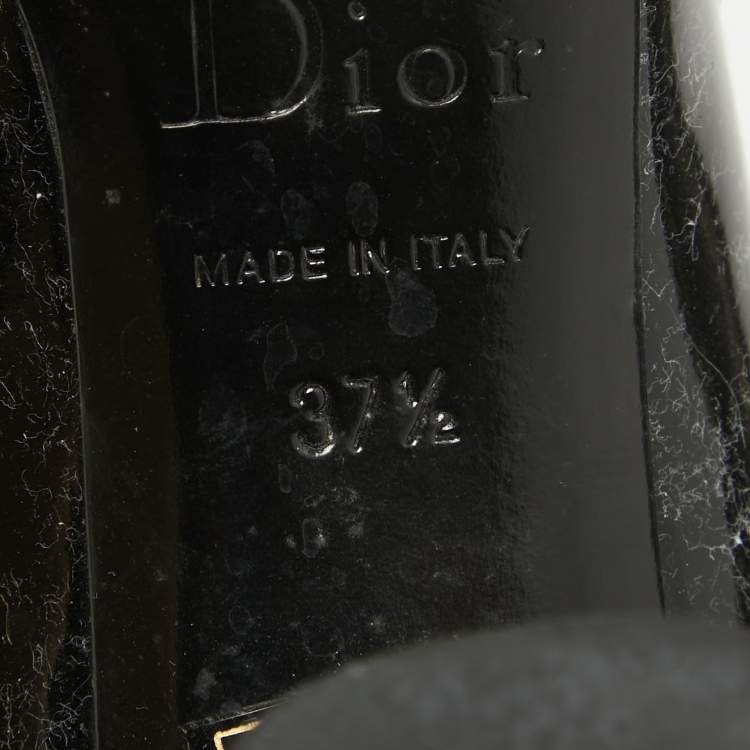 Pre Owned Dior Black Patent Leather Buckle Pumps Size 37.5
