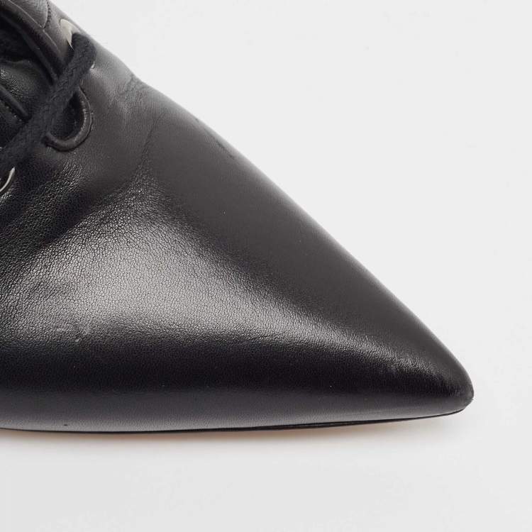 Pre Owned Dior Black Leather Pointed Toe Boots Size 39