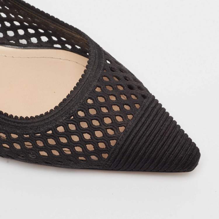 Pre Owned Dior Black Mesh J'Adior Slingback Flat Sandals Size 39.5