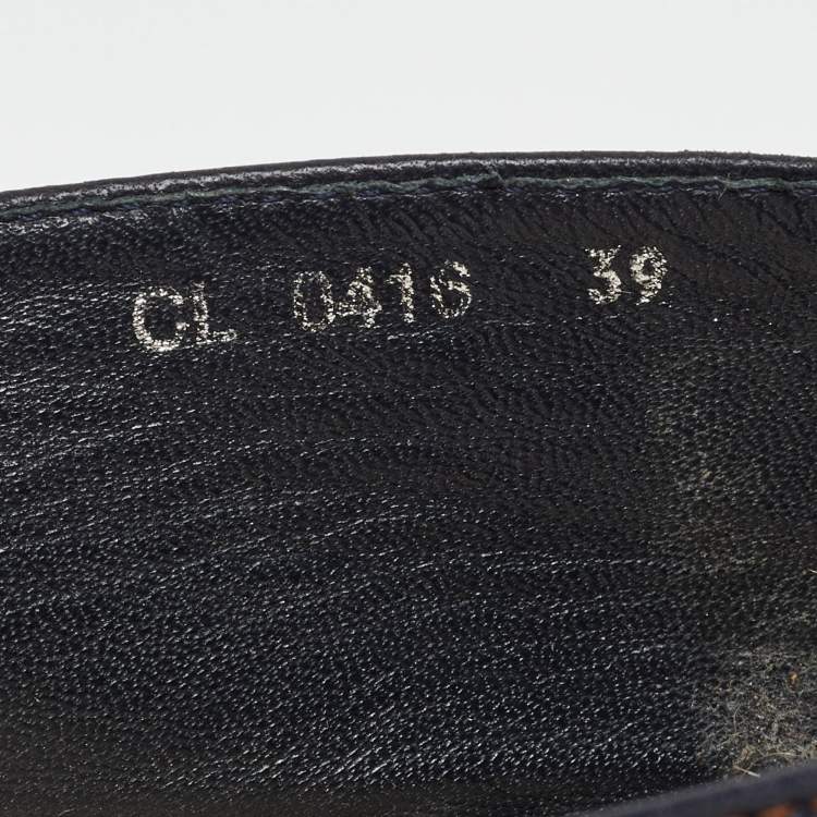 Pre Owned Dior Blue Canvas and Leather Crystal Embellished Espadrille Loafers Size 39 