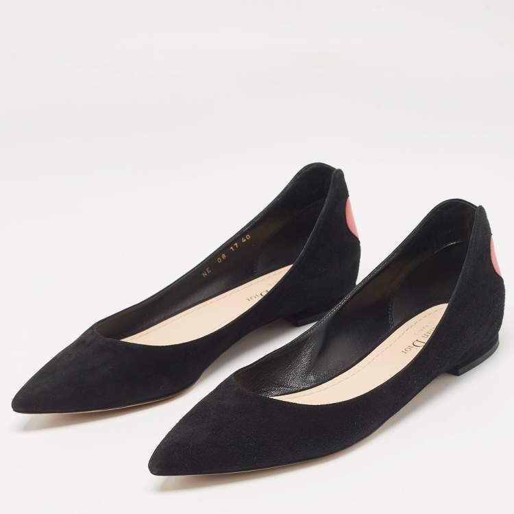 Pre Owned Dior Black Suede Pointed Toe Ballet Flats Size 40
