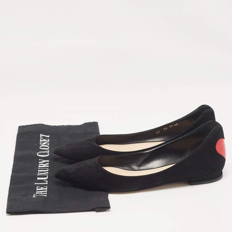 Pre Owned Dior Black Suede Pointed Toe Ballet Flats Size 40