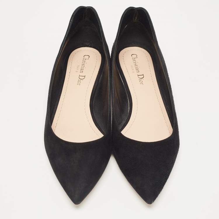 Pre Owned Dior Black Suede Pointed Toe Ballet Flats Size 40