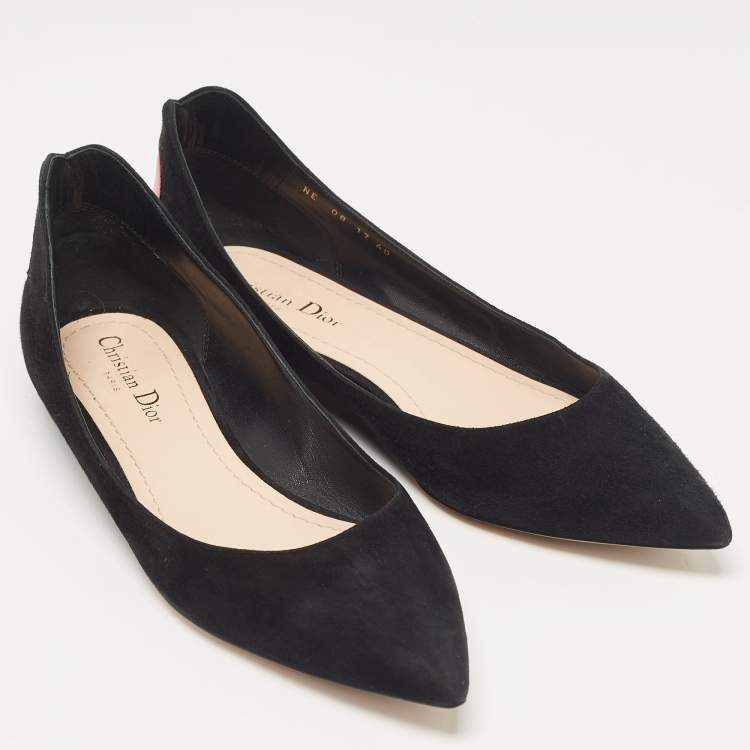 Pre Owned Dior Black Suede Pointed Toe Ballet Flats Size 40