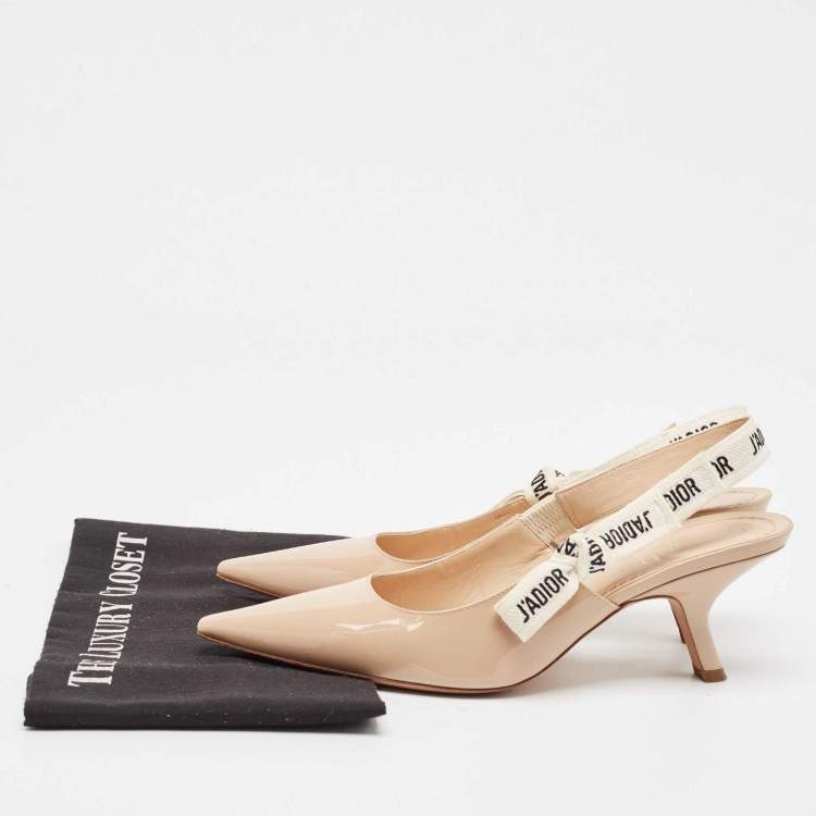 مملوكة مسبقًا Dior Beige Patent J'Adior Slingback Pumps Size 39.5