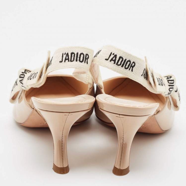 مملوكة مسبقًا Dior Beige Patent J'Adior Slingback Pumps Size 39.5