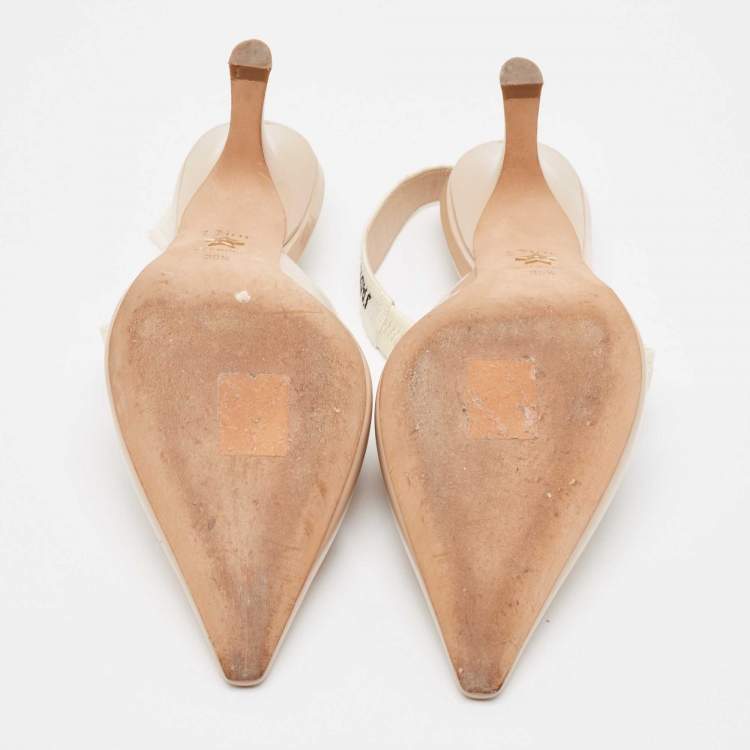 مملوكة مسبقًا Dior Beige Patent J'Adior Slingback Pumps Size 39.5