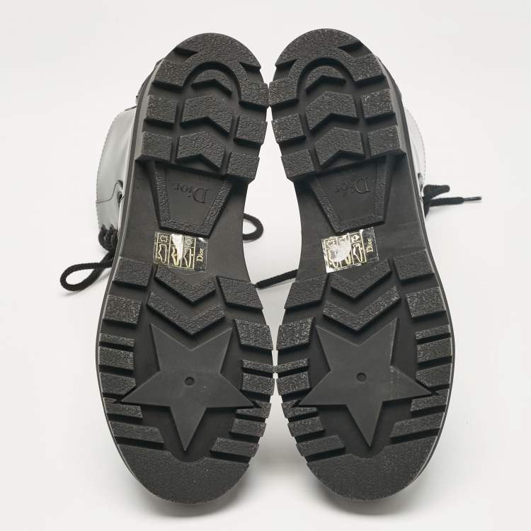 Pre Owned Dior Black Leather Combat Boots Size 37