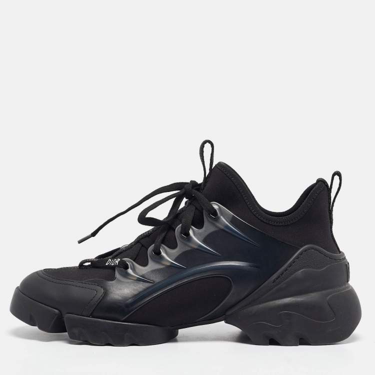 Dior Black Leather and Neoprene D Connect Lace Up Sneakers Size 37.5 Dior TLC