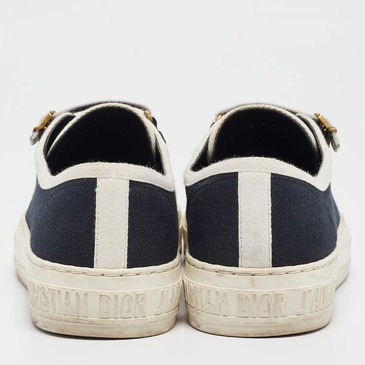 Pre Owned Dior Black/White Canvas Walk'n'Dior Lace Up Sneakers Size 37.5