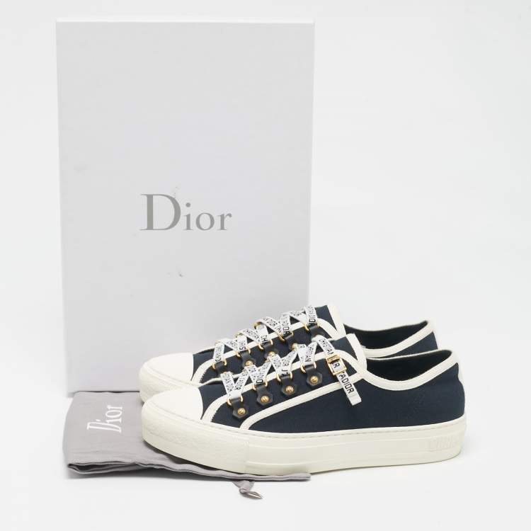Pre Owned Dior Black/White Canvas Walk'n'Dior Lace Up Sneakers Size 38.5