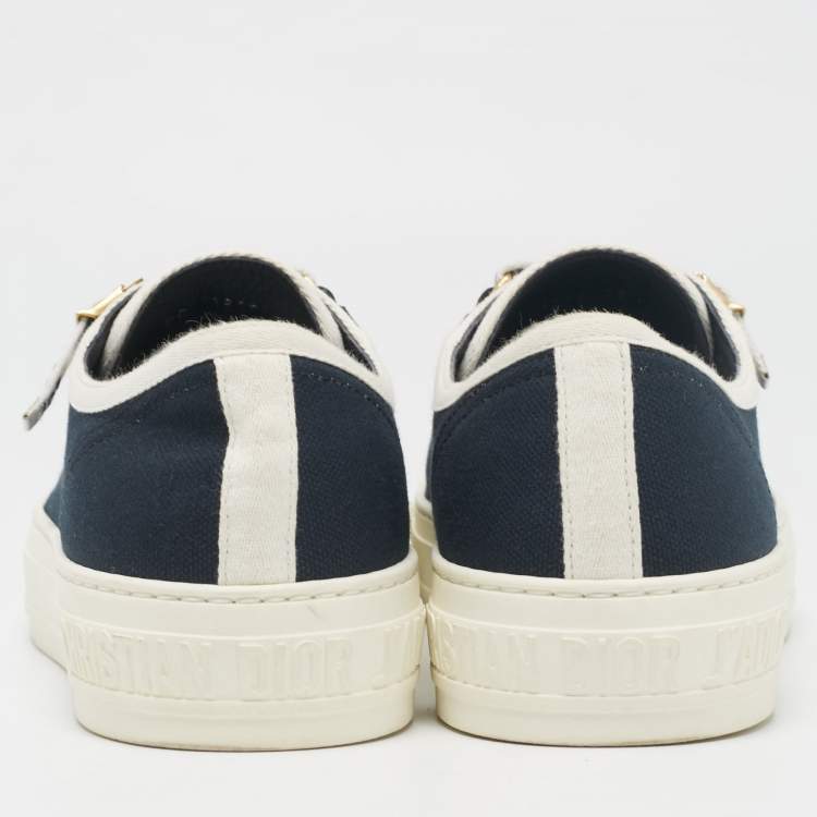 Pre Owned Dior Black/White Canvas Walk'n'Dior Lace Up Sneakers Size 38.5