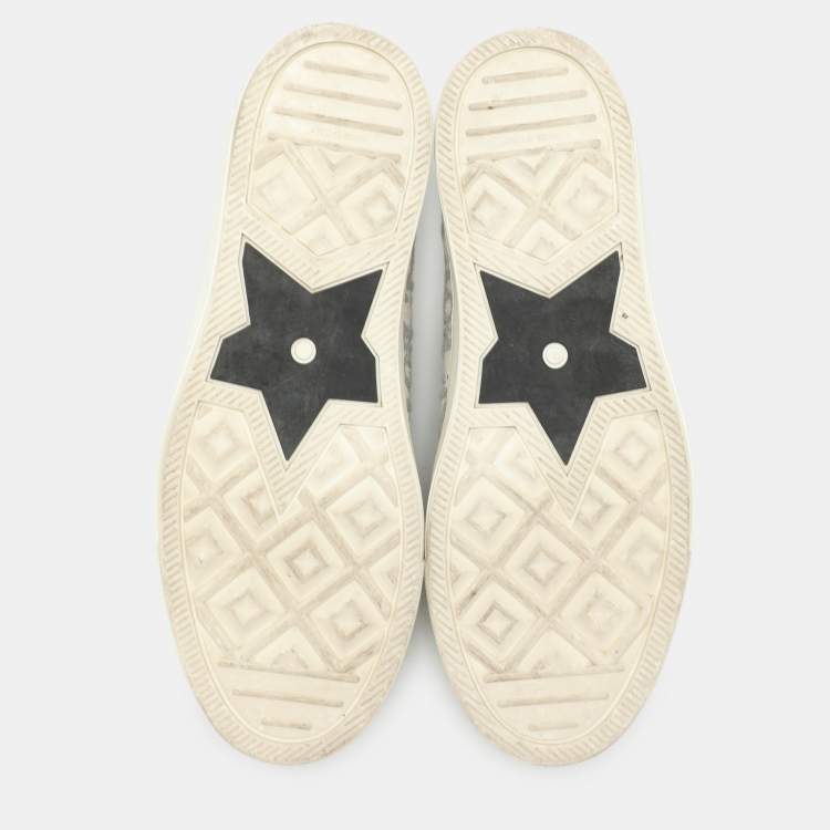 Pre Owned Dior Grey/White Oblique Embroidered Fabric Walk'n'Dior Low Top Sneakers Size 38.5