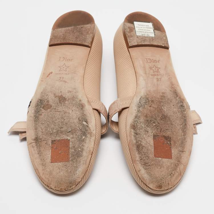 Pre Owned Dior Beige Mesh J'Adior Ballet Flats Size 37
