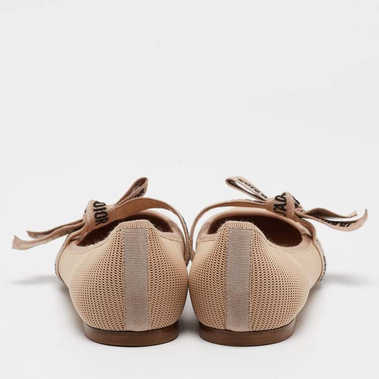 Pre Owned Dior Beige Mesh J'Adior Ballet Flats Size 37