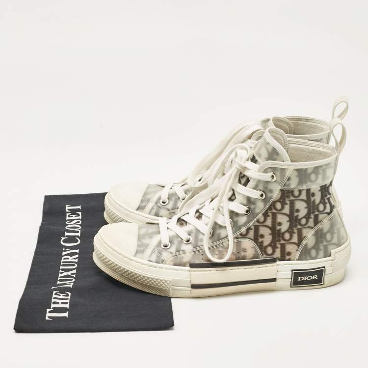 Pre Owned Dior Grey Mesh and PVC B23 High Top Sneakers Size 39