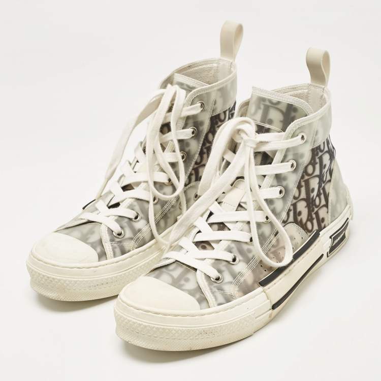 Pre Owned Dior Grey Mesh and PVC B23 High Top Sneakers Size 39