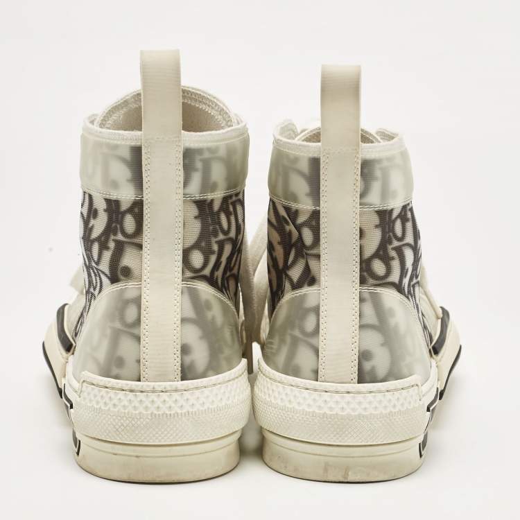 Pre Owned Dior Grey Mesh and PVC B23 High Top Sneakers Size 39