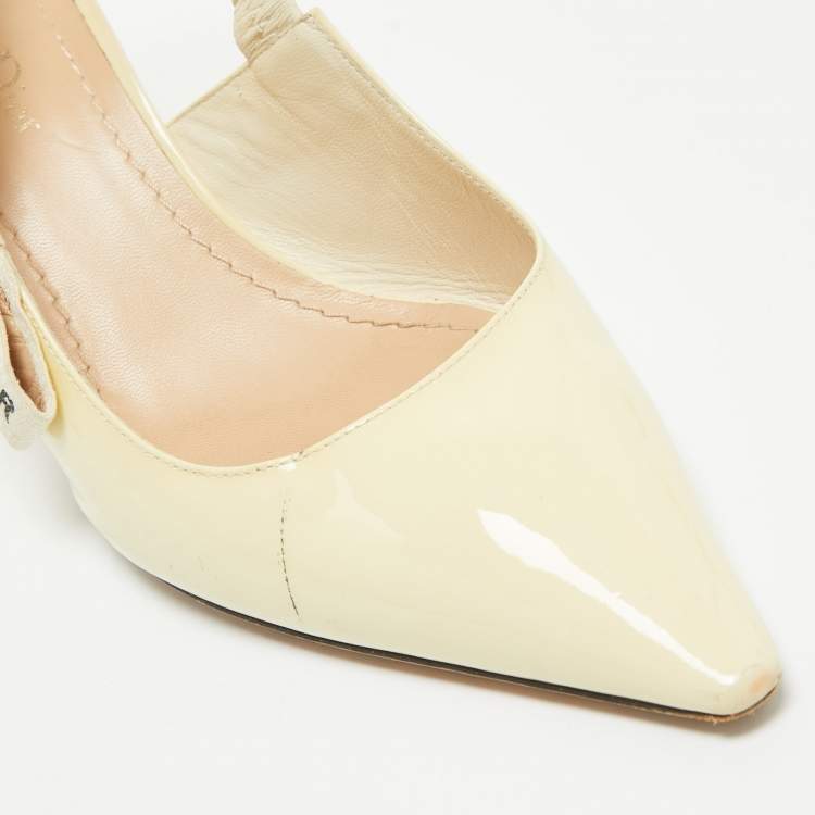 Pre Owned Dior Cream Patent Leather J'Adior Ankle Strap Sandals 39