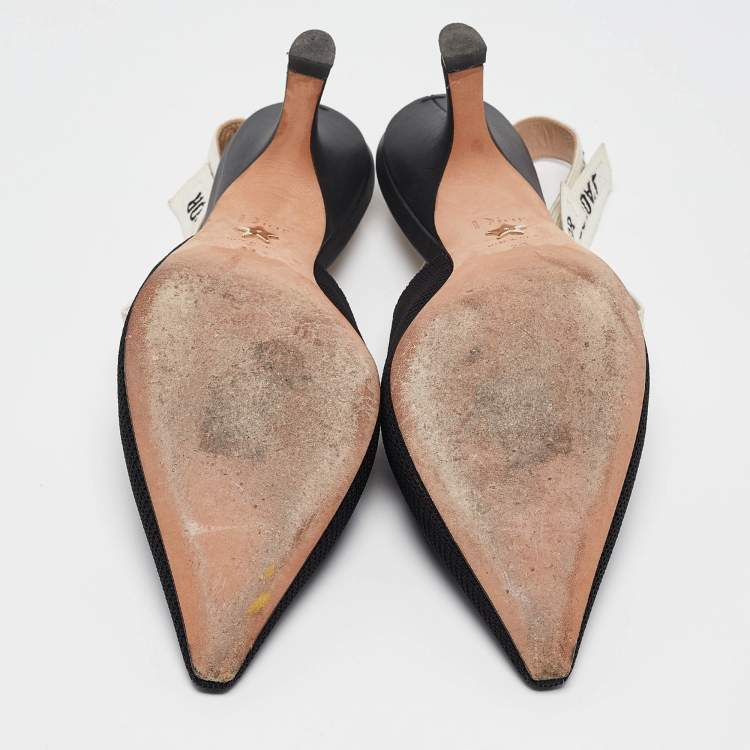 Pre Owned Dior Black Technical Fabric J'adior Slingback Pumps Size 38