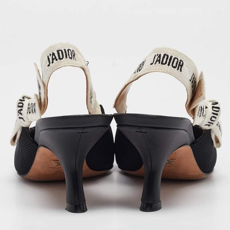 Pre Owned Dior Black Technical Fabric J'adior Slingback Pumps Size 38