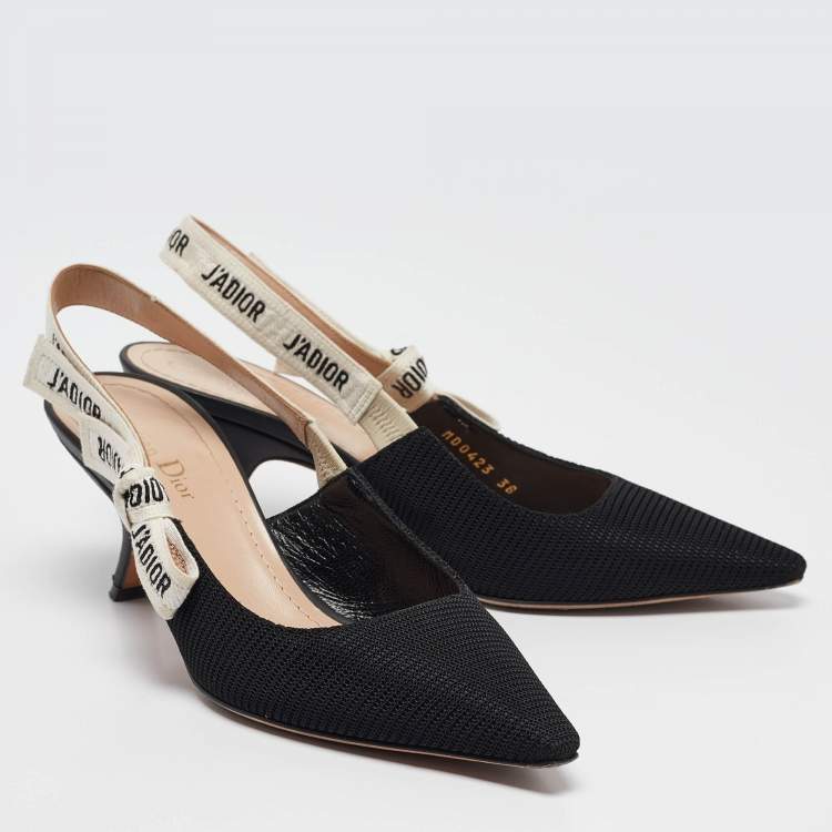 Pre Owned Dior Black Technical Fabric J'adior Slingback Pumps Size 38