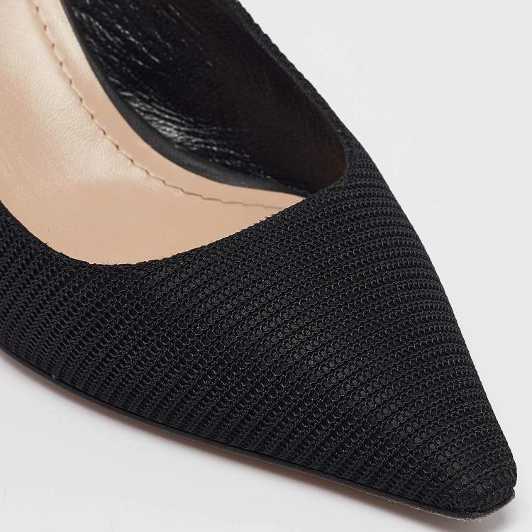 Pre Owned Dior Black Technical Fabric J'adior Slingback Pumps Size 38