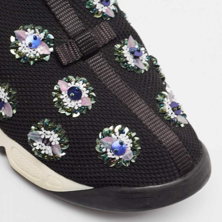 Pre Owned Dior Black Mesh Fusion Slip On Sneakers Size 38.5