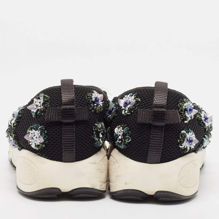 Pre Owned Dior Black Mesh Fusion Slip On Sneakers Size 38.5