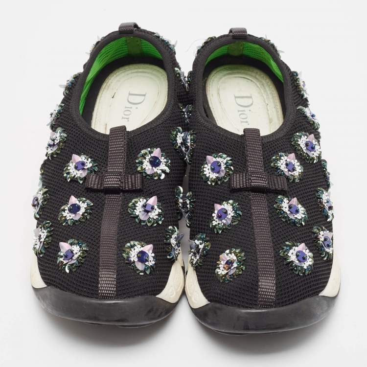 Pre Owned Dior Black Mesh Fusion Slip On Sneakers Size 38.5