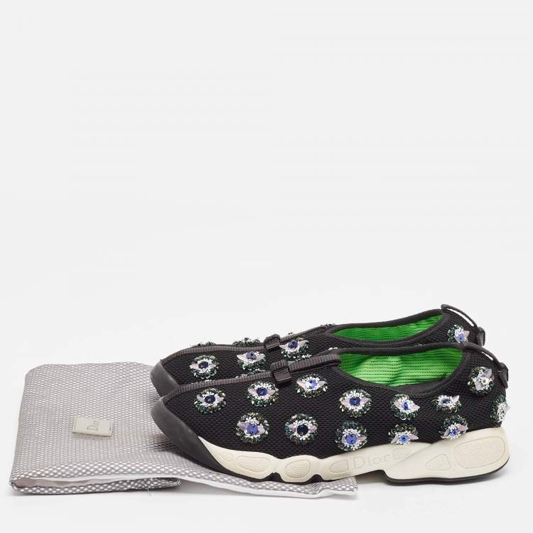 Pre Owned Dior Black Mesh Fusion Slip On Sneakers Size 38.5