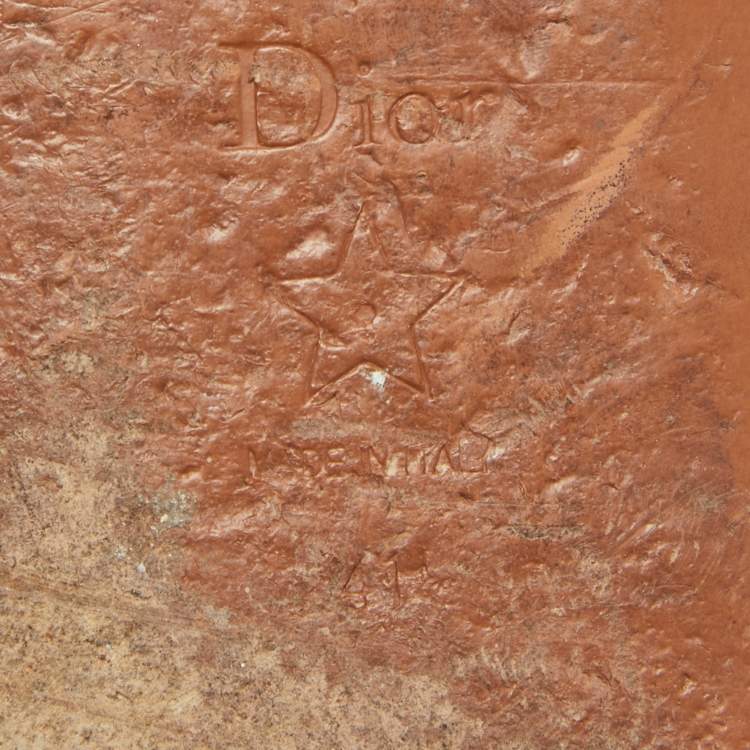 Pre Owned Dior Grey Leather D-Club Flat Slides Size 41