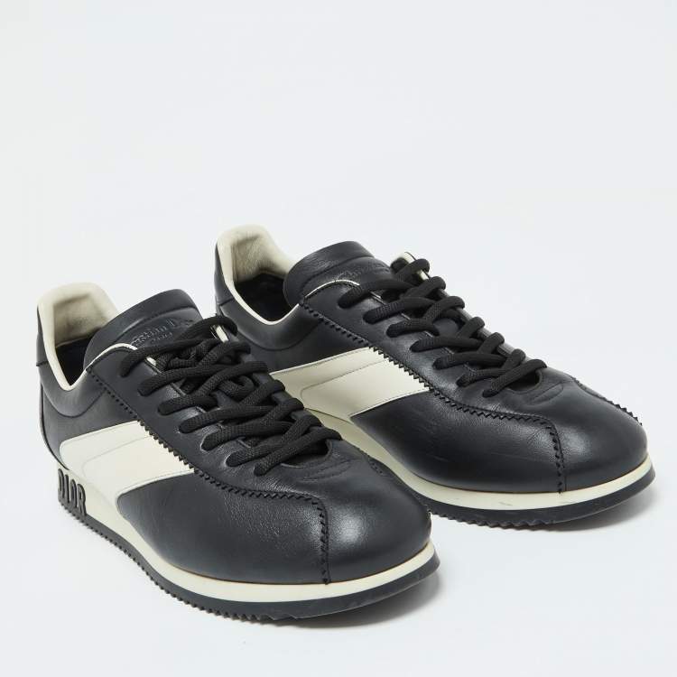 Pre Owned Dior Black/White Leather Diorun Low Top Sneakers Size 40.5