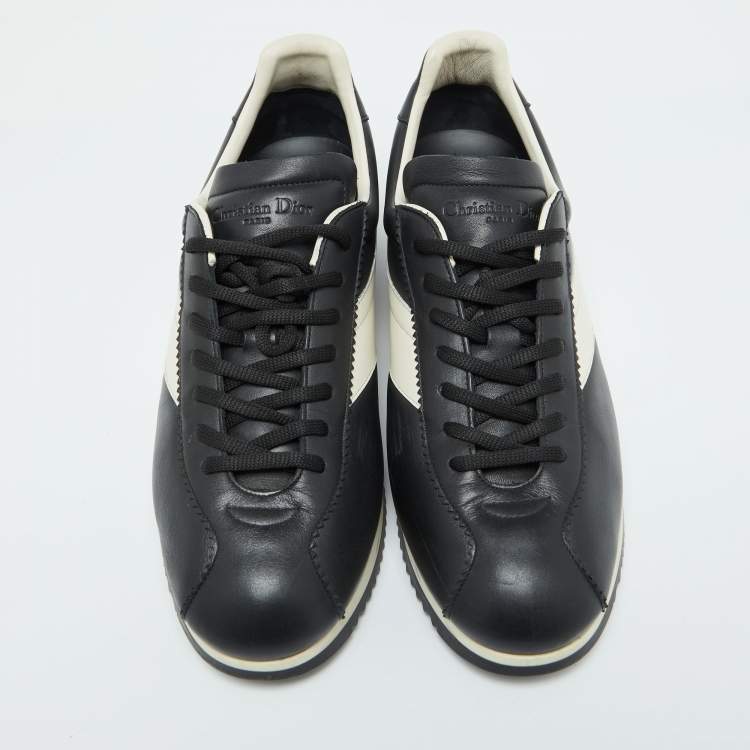 Pre Owned Dior Black/White Leather Diorun Low Top Sneakers Size 40.5