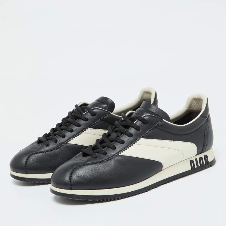 Pre Owned Dior Black/White Leather Diorun Low Top Sneakers Size 40.5