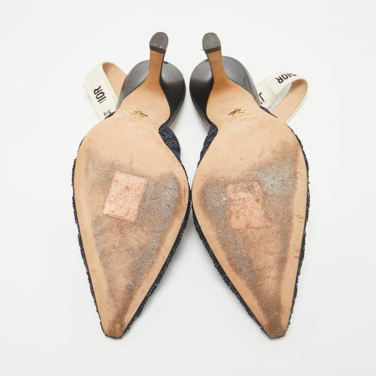 Pre Owned Dior Navy Blue Mesh and Suede J'Adior Pumps Size 37