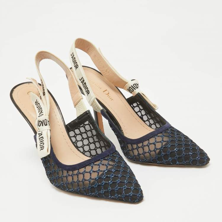 Pre Owned Dior Navy Blue Mesh and Suede J'Adior Pumps Size 37
