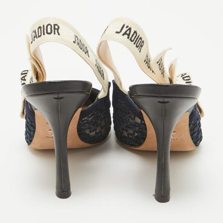 Pre Owned Dior Navy Blue Mesh and Suede J'Adior Pumps Size 37