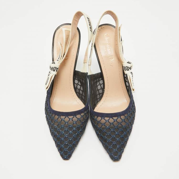 Pre Owned Dior Navy Blue Mesh and Suede J'Adior Pumps Size 37