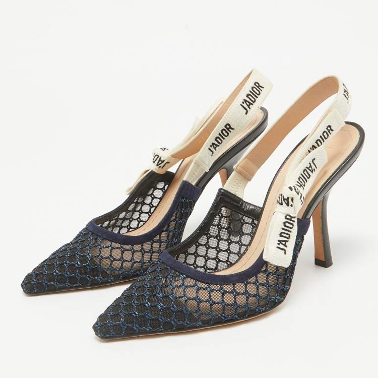 Pre Owned Dior Navy Blue Mesh and Suede J'Adior Pumps Size 37