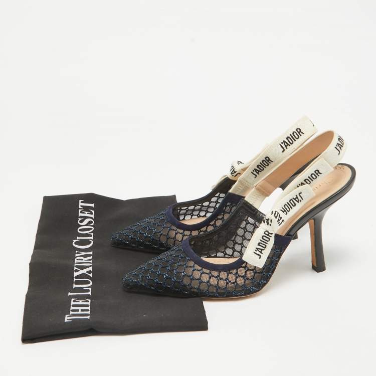 Pre Owned Dior Navy Blue Mesh and Suede J'Adior Pumps Size 37