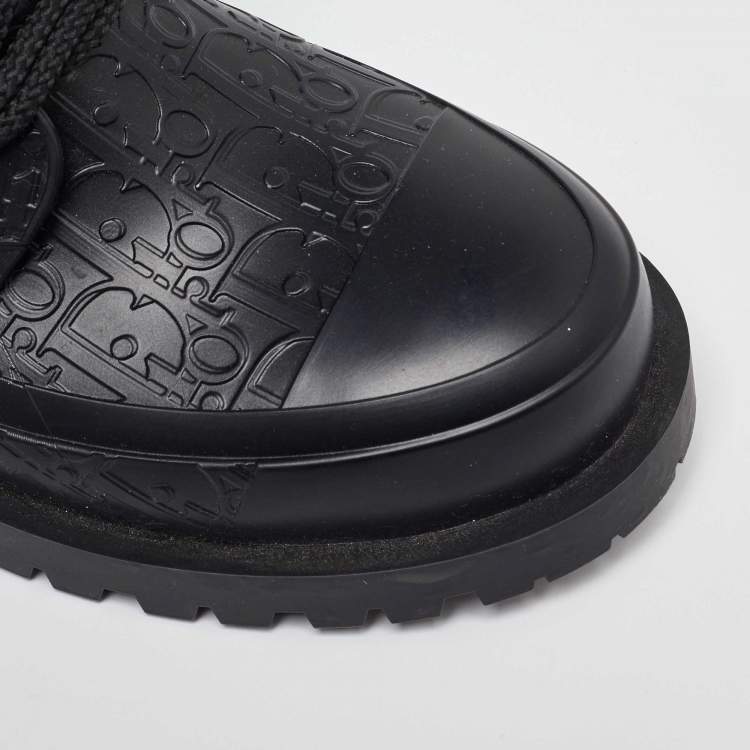 Pre Owned Dior Black Oblique Rubber Diorcamp Rain Boots Size 37