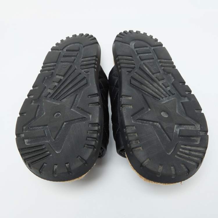 Pre Owned Dior Black Cannage Quilted Leather D-Twist Espadrille Flat Sandals Size 39