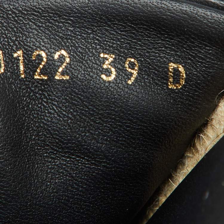 Pre Owned Dior Black Cannage Quilted Leather D-Twist Espadrille Flat Sandals Size 39