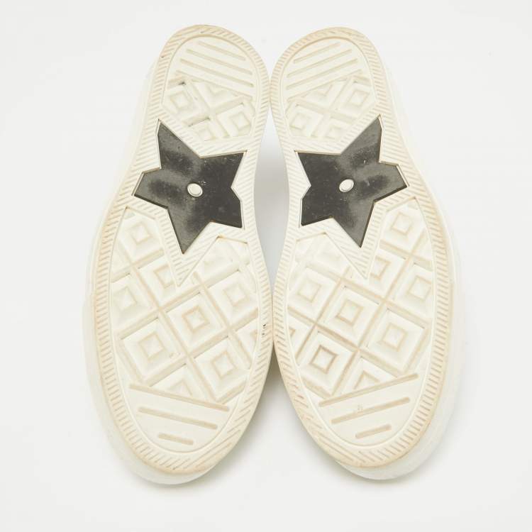 Pre Owned Dior Blue/Cream Canvas Walk'n'Dior Lace Up Sneakers Size 39.5