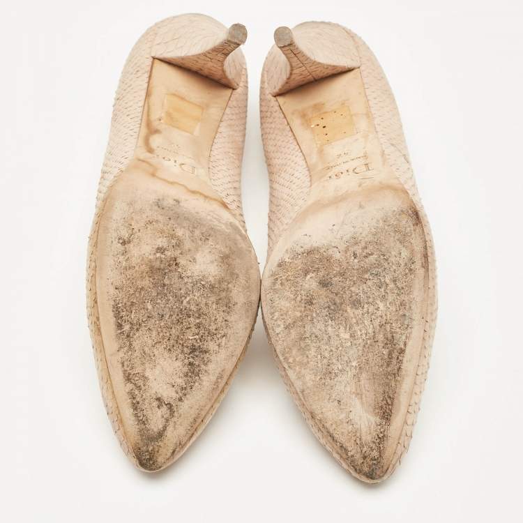 Pre Owned Dior Beige Embossed Python Round Toe Pumps Size 42
