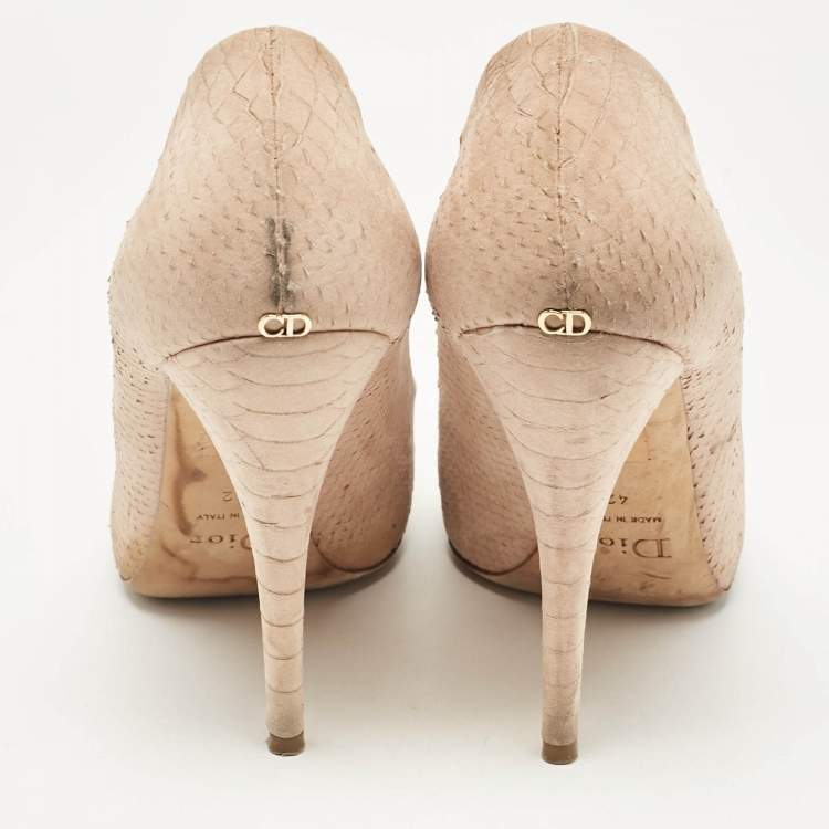 Pre Owned Dior Beige Embossed Python Round Toe Pumps Size 42