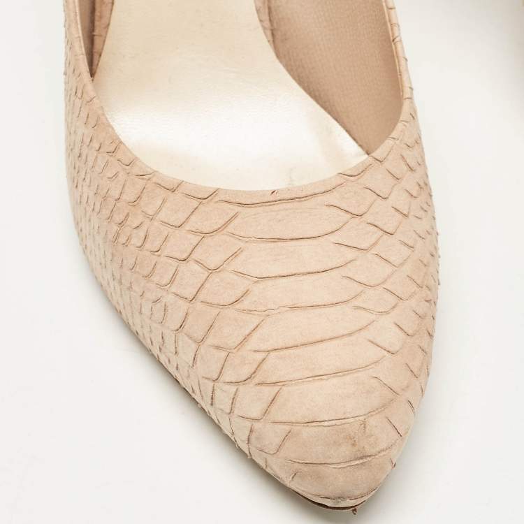 Pre Owned Dior Beige Embossed Python Round Toe Pumps Size 42