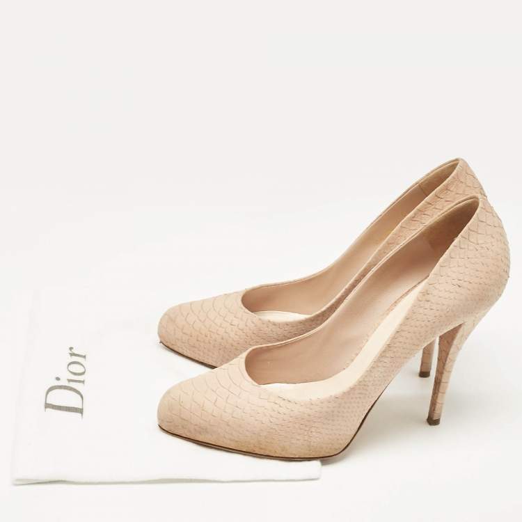 Pre Owned Dior Beige Embossed Python Round Toe Pumps Size 42